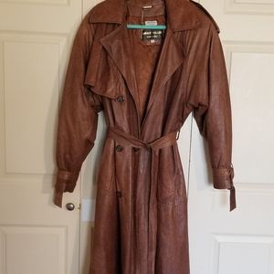Vintage Bonwit Teller Belted Leather Trench | Medium